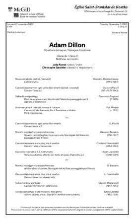 Adam Dillon, baroque trombone