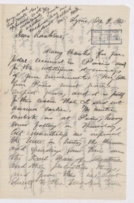 Letter, 9 December 1883