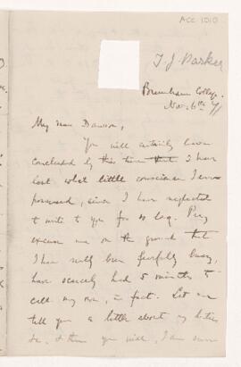 Letter, 6 November 1871
