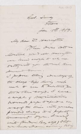 Letter from Robert Bell to B.J. Harrington, written from Ottawa.
