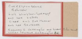 Correspondence to Lois Winslow-Spragge from her siblings, 1909-1976