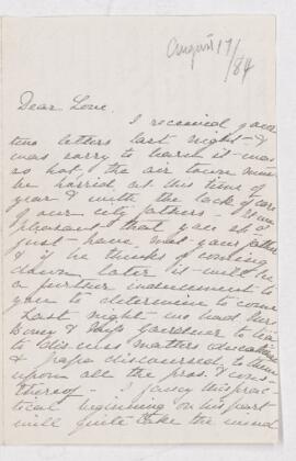 Letter, 17 August 1884