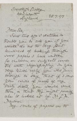Letter, 28 July 1897