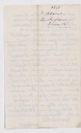 Letter from Frank Adams to B.J. Harrington, written from Buckingham.