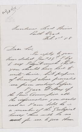 Letter from Julius Miles to B.J. Harrington, written from Frontenac Lead Mines.