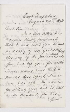 Letter from John G. Miller to B.J. Harrington, written from East Templeton.