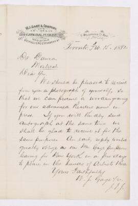 Letter, 15 February 1882