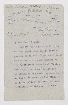 Letter, 9 July 1896