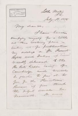 Letter, 15 July 1878