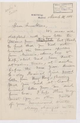 Letter, 18 March 1885