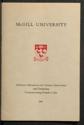 Addresses delivered at the Victory Convocation and ceremonies commemorating Founder's Day