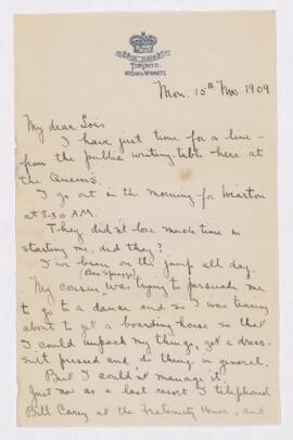Letter, 15 November 1909