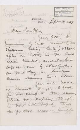 Letter, 19 September 1881