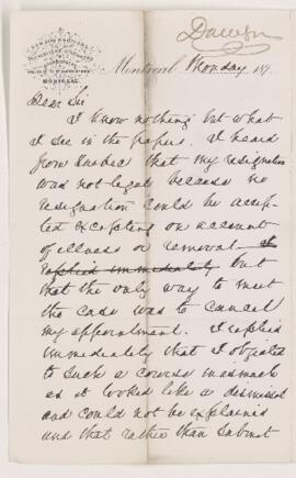 Letter from Samuel E. Dawson