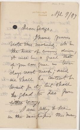 Letter, 9 April 1897