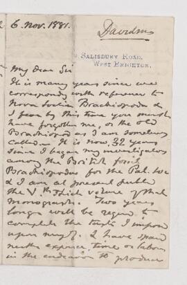 Letter, 6 November 1881