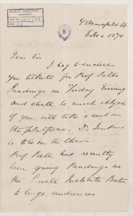 Letter, 6 December 1870