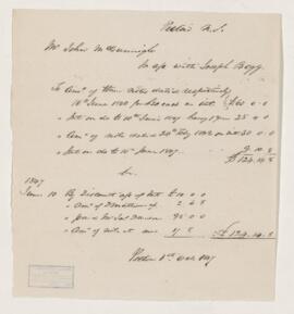 Account statement, John McGunnigle in association with Joseph Begg