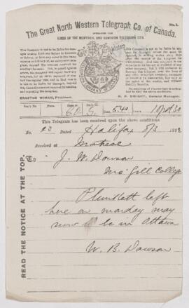 Telegram, 8 March 1882