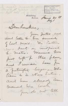 Letter, 1 July 1881