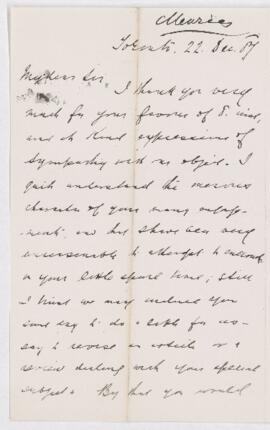 Letter, 22 December 1887