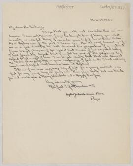 Letter to Harvey Cushing, November 27, 1925