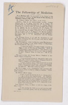 Minutes from January 9th, 1919, meeting