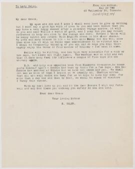 Letter to Grace Revere Osler, May 26, 1899