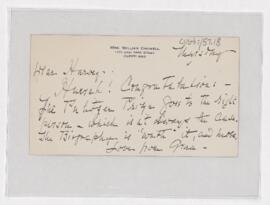 Letter to Harvey Cushing,