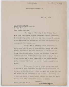 Letter to Harvey Cushing, February 25, 1926