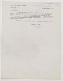 Letter to Charles Ferdinand Martin, November 19, 1912