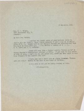 Letter to Mrs. H.P. Wright, November 19, 1940
