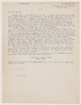 Letter to William Osler, October 2, 1885