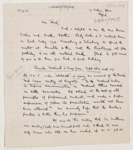 Letter to Harvey Cushing, March 27, 1921