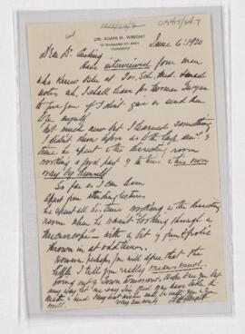 Letter to Harvey Cushing, June 6, 1920