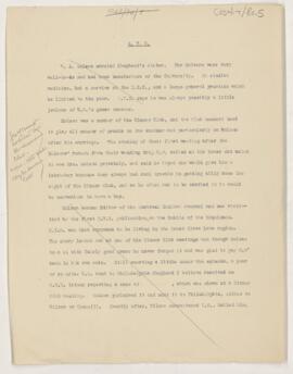 Manuscript notes regarding pranks pulled by Osler on W.A. Molson