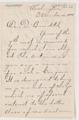 Letter to Henry Pickering Bowditch, December 12, 1884