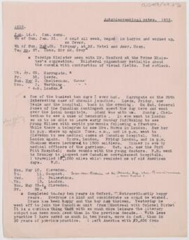 Notes taken from Osler's diary, 1915