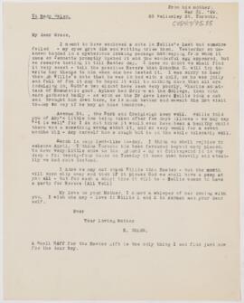 Letter to Grace Revere Osler, March 31, 1899