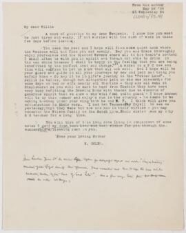 Letter to William Osler, May 26, 1899