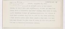 Letter to Arnold Carl Klebs, September 12, 1919
