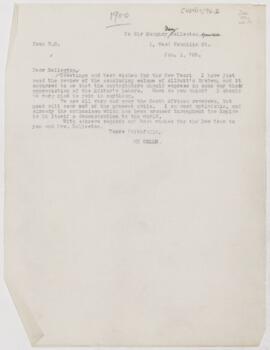 Letter to Humphry Davy Rolleston, January 1, 1900