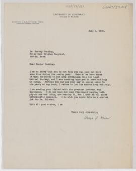 Letter to Harvey Cushing, July 1, 1925