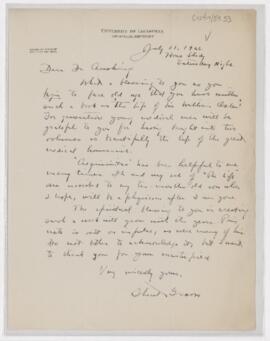 Letter to Harvey Cushing, July 31, 1926