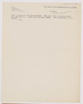 Letter to John George Adami, (ca March 3, 1911)
