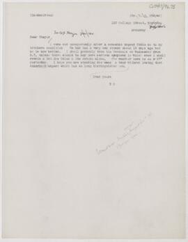 Letter to William Sydney Thayer, 1900(?)