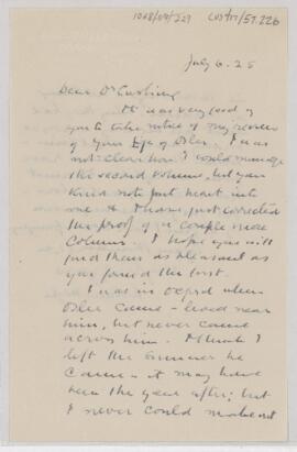 Letter to Harvey Cushing, July 6, 1925