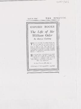 Advertisement for "The Life of Sir William Osler"