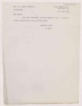 Letter to Charles Ferdinand Martin, December 2, 1903