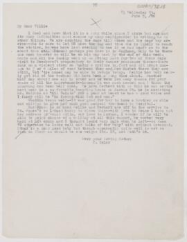 Letter to William Osler, June 9, 1896